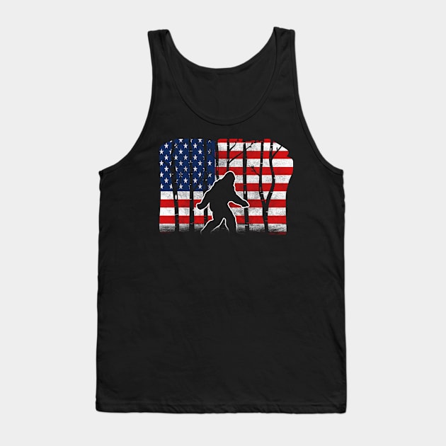 Patriotic Sasquatch Bigfoot American Flag Design Tank Top by TeeShirt_Expressive